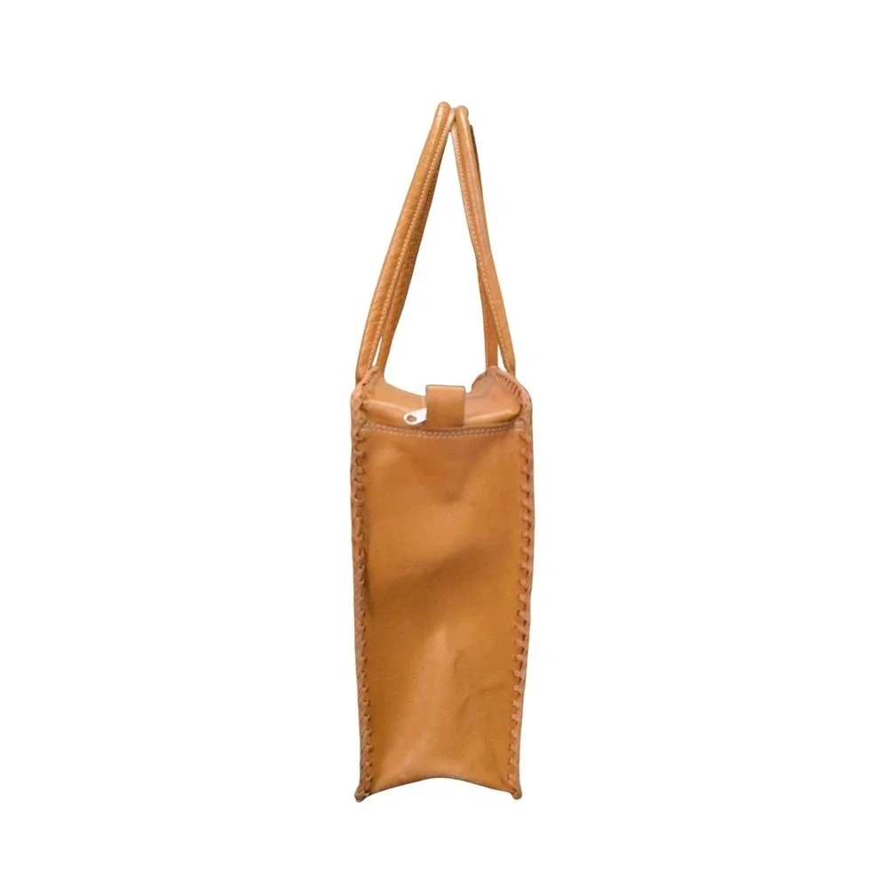 Womens Leather Natural‎ Grain Tote Handbag Embossed Tooled Zip Top 16